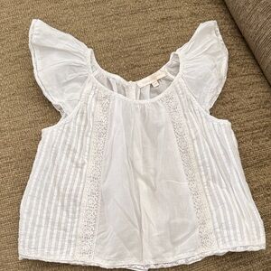 White LiveShackFancy Ruffled Sleeveless Top sz 7/8